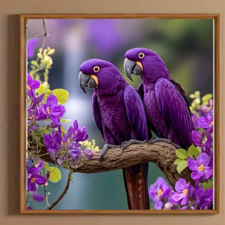 Preview: Diamond Painting Zwei schöne lila Papageien